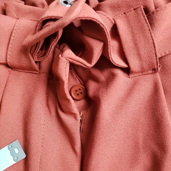 Like an Angel Retro Paper Bag Style Trousers size 12 Burnt Orange - Picture 8 of 8